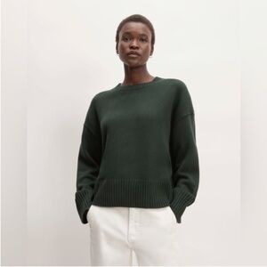 New Everlane The Organic Cotton Crew Sweater in Dark Green Size S